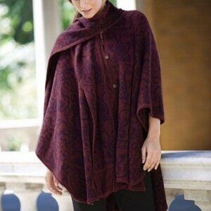 Novica Alpaca Wool Blend Ruana Poncho Sweater Peruvian Wildflower One Size